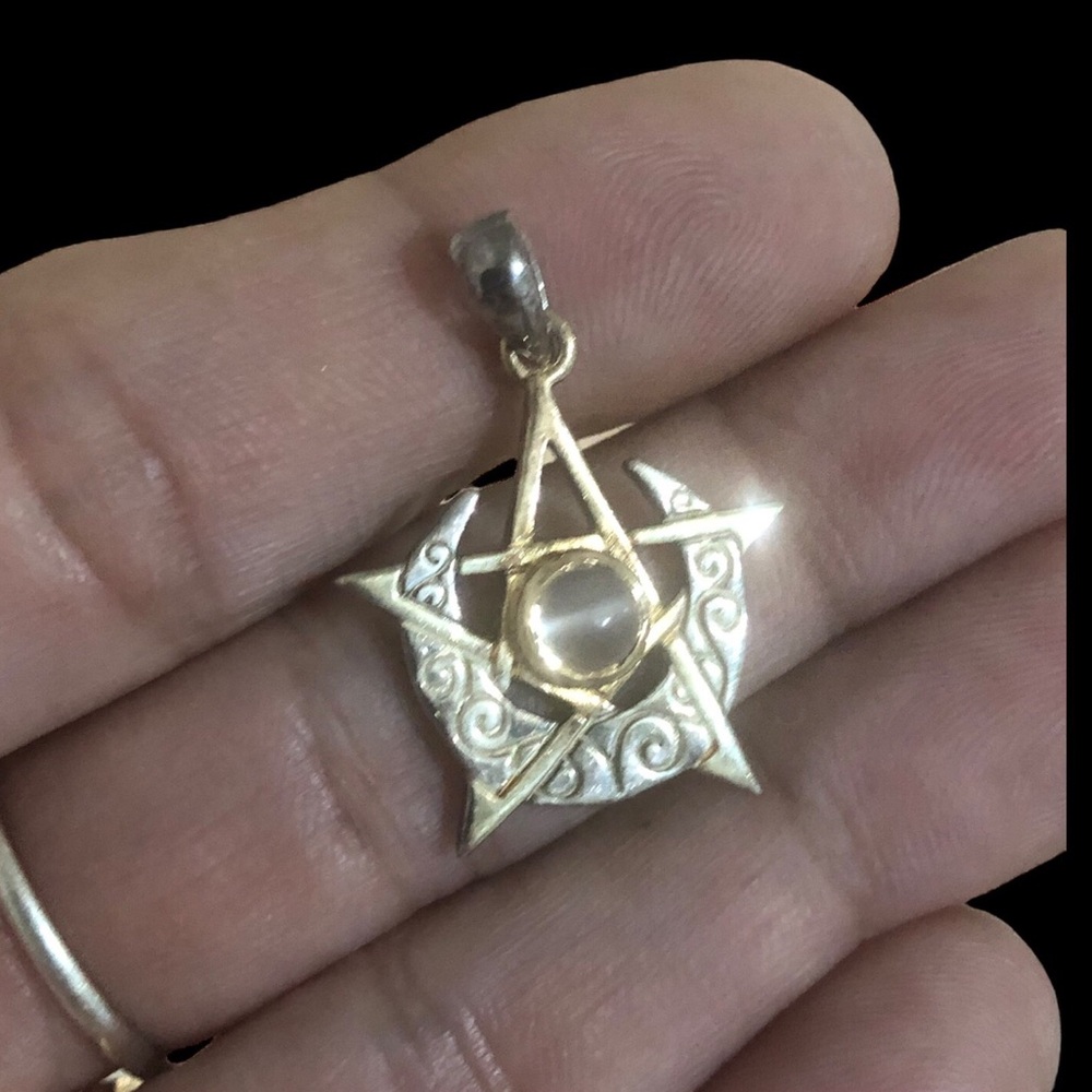 Paul Borda Sterling Moonstone Pendant Moon Star for Necklace 2002 - Picture 2 of 5